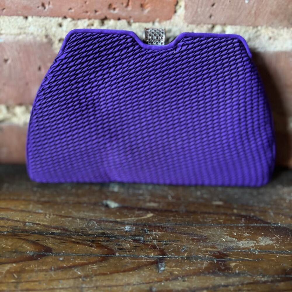 Vintage Judith Leiber Purple  clutch Shoulder Evening Bag Purse Handbag